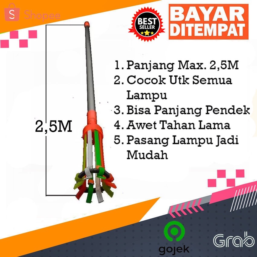 Stik Lampu/Galah Lampu Untuk Anda Memudahkan Memasang Lampu ( Cocok Utk Semua Jenis Lampu)