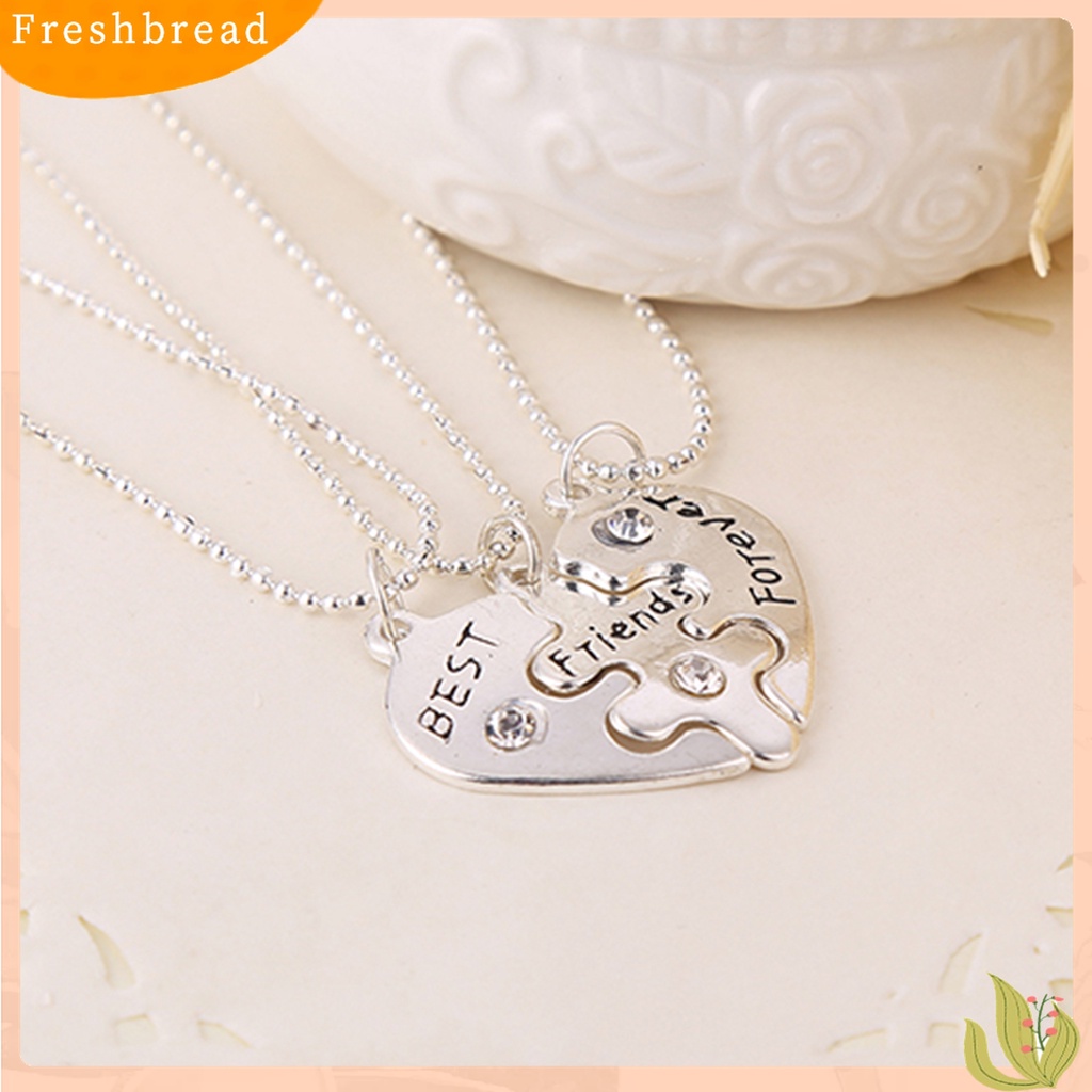 [TERLARIS]3Pcs Broken Heart Shape Carved Letters Best Friends Forever Chain Set for Dating