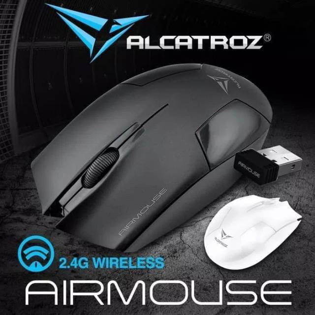 Mouse Wireless Alcatroz Airmouse murah terlaris/Mouse tanpa kabel Putih dan Hitam