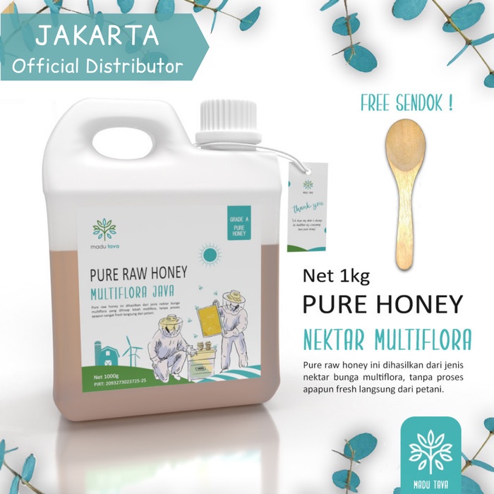 

(BISA COD) Madu Murni Asli Tava 1kg Nektar Multiflora Java 100% Pure Raw Honey