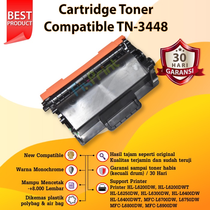 Cartridge Toner Compatible TN3448 TN 3448 TN-3448 Printer Brother HL-L5000D L5100DN L6400DW L5700DN