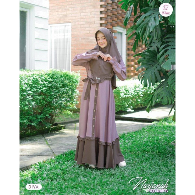 Gamis Set Nurjanah Diva Fauz / Gamis terbaru / Gamis Kekinian / Gamis Simple / Gamis Syari / Gamis E