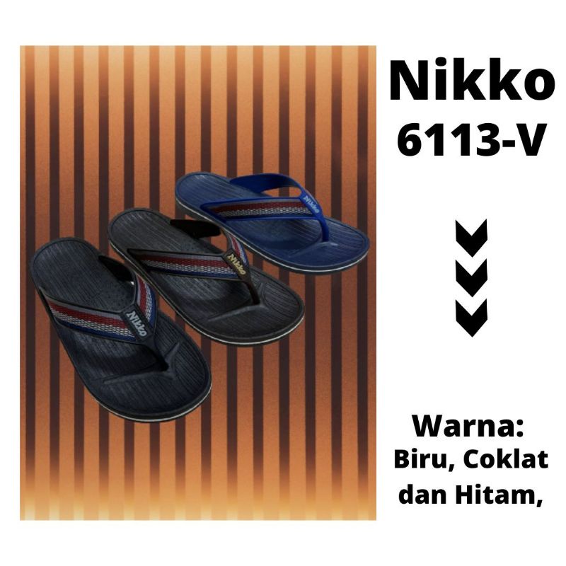 NK 6113V - M-L-XL SANDAL JEPIT/bukan selop/bukan ban2 nikko PRIA SANDAL KASUAL PRIA  SANDAL COWOK MURAH
