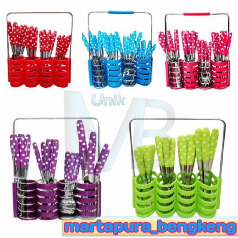 Sendok polkadot / Sendok garpu pisau set