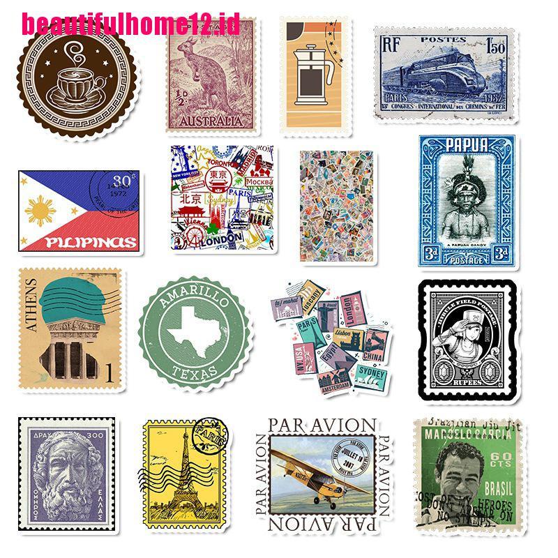 【beautifulhome12.id】50pc Travel stamp Sticker Laptop Guitar Skateboard Luggage Fun Graffiti Sticker