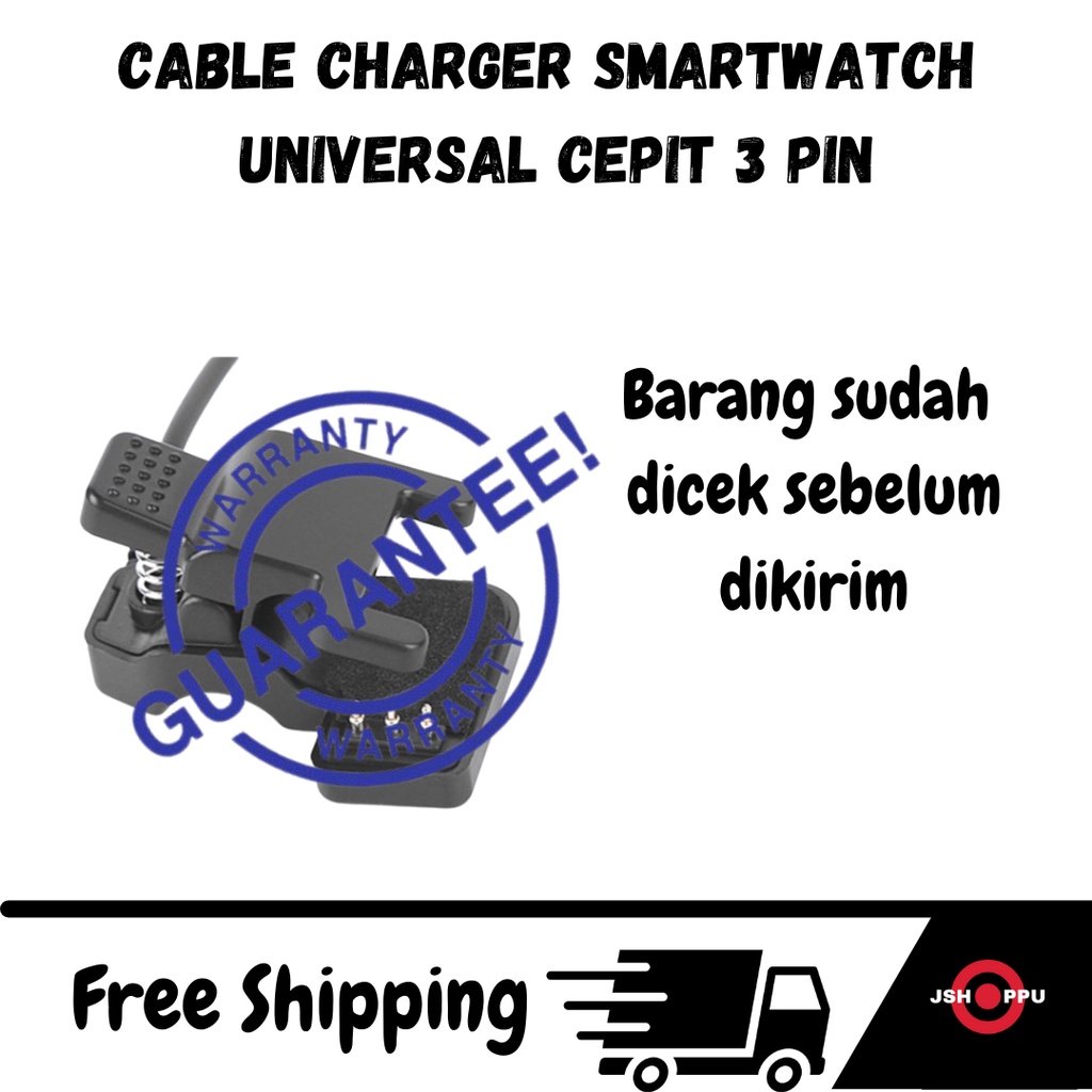 Kabel charger smartwatch cepit 3 pin 6mm universal cas smartband smartwatch