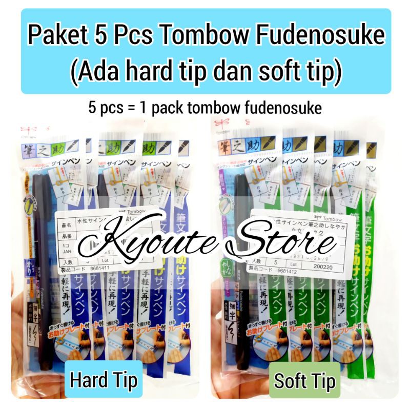 

paket Bundling 5 pcs Tombow Fudenosuke Soft Tip Hard Tip Lettering Kaligrafi Art