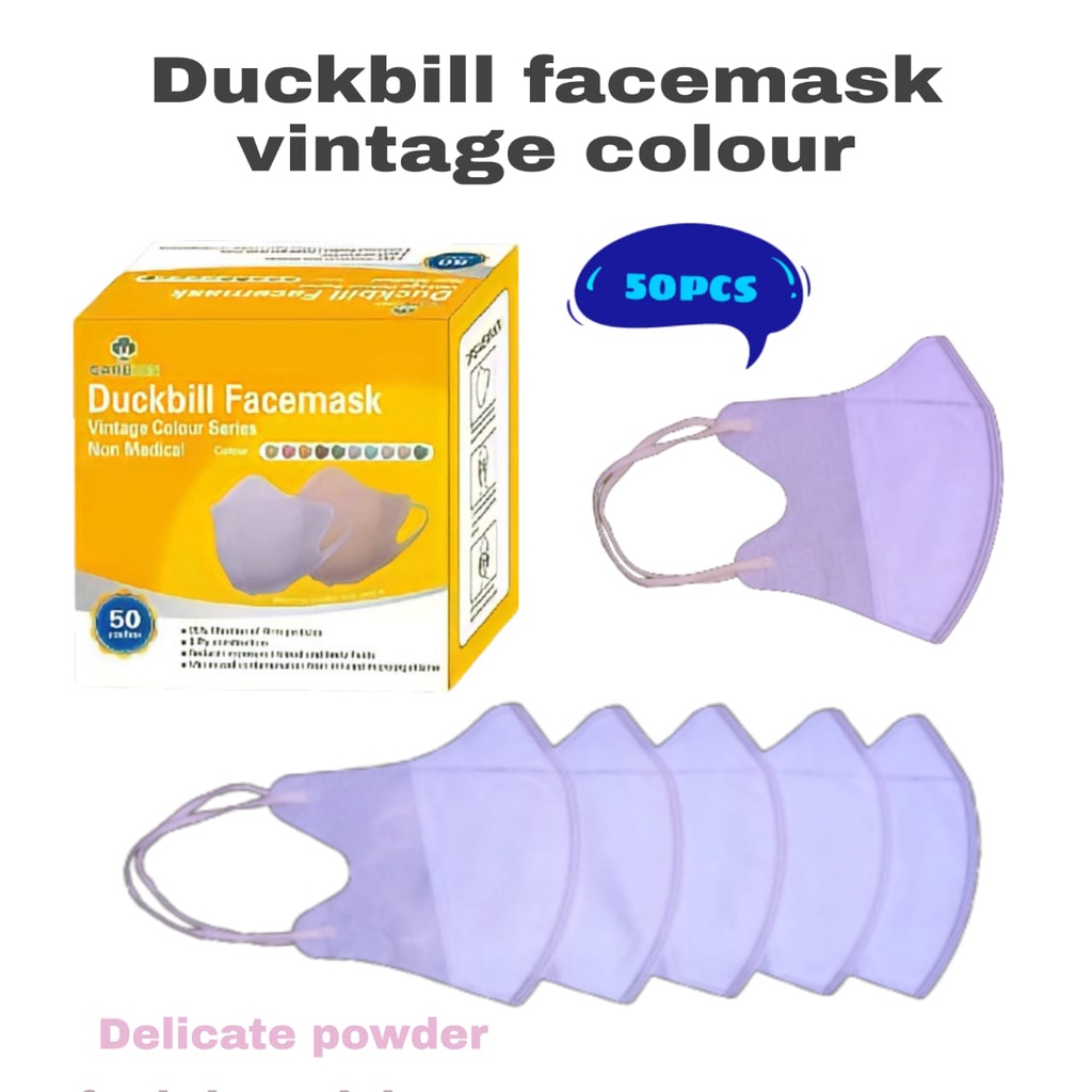 MASKER DUCK BILL VINTAGE CAREION 3PLY ISI 50PC MASKER DUCKBILL CAREION FACEMASK 3D WARNA VINTAGE SERIES - DUCKBILL VINTAGE (50PC)