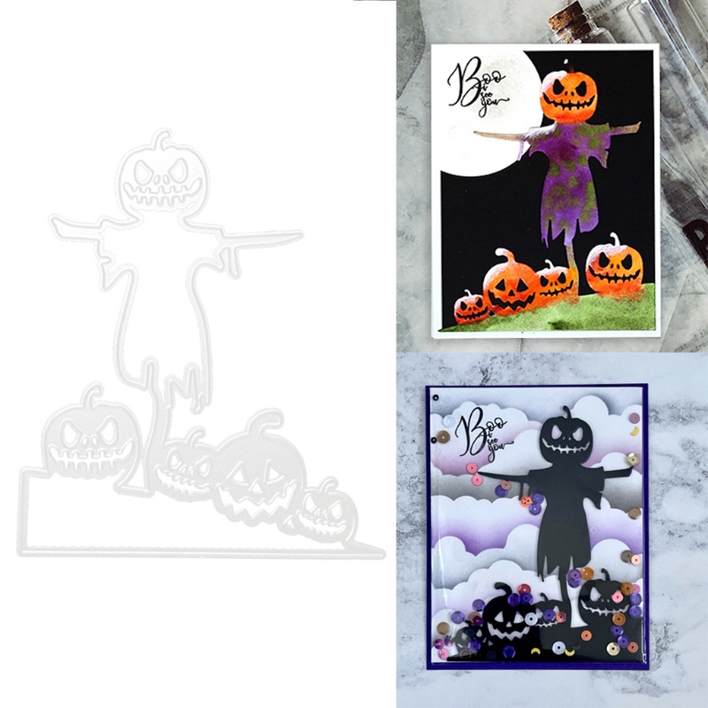 Cetakan Stensil Cutting Dies Motif Labu Halloween Bahan Metal Untuk Scrapbook / Craft DIY