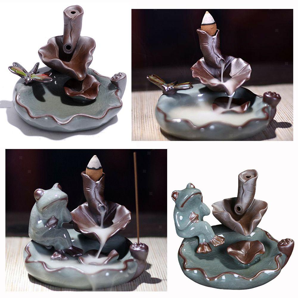 R-flower Backflow Incense Burner Dekorasi Rumah Hewan Keramik Aromaterapi Kotak