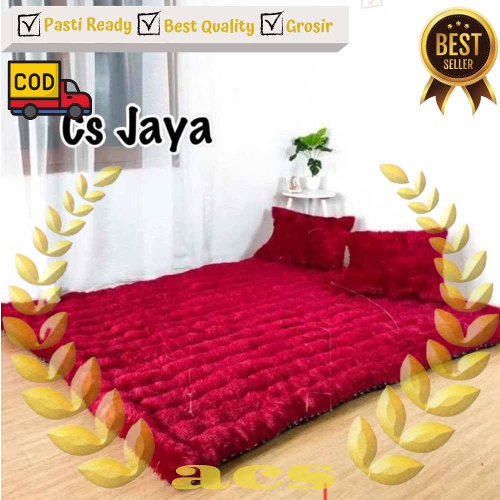 A7 Kasur Gender Bulu Rasfur Warna Polos Uk.140x180x10cm Kasur Lantai kasur Santai Kasur Premium Free 2 Bantal Cantik