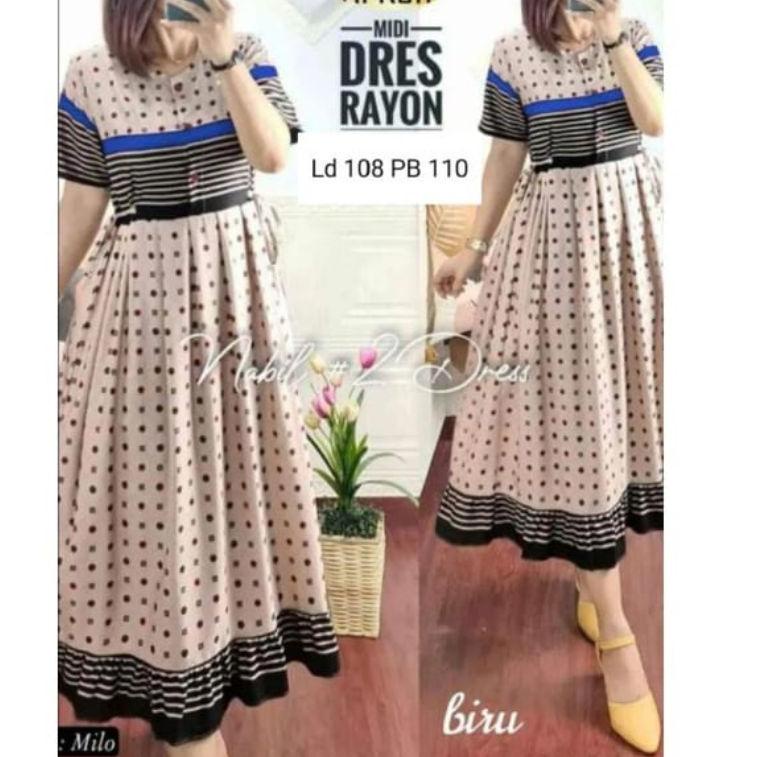 Paling Diminati.. MIDI DRESS RAYON ARKEN TERBARU TERLARIS | Dress midi Rayon