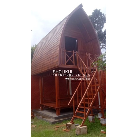 gazebo tingkat modern kayu jati atap sirap kayu ulin