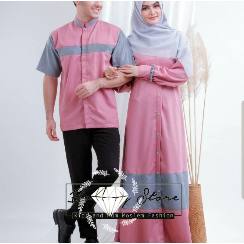 Gamis couple BOYAZI / Sarimbit Idul Fitri Keluarga /Gamis Couple lebaran 2022 / gamis couple terbaru