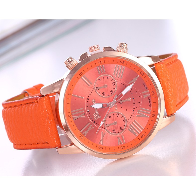 Grosir - J028 Jam Tangan Geneva / Analog Quartz / Jam Tangan Cewek / Arloji / Kulit