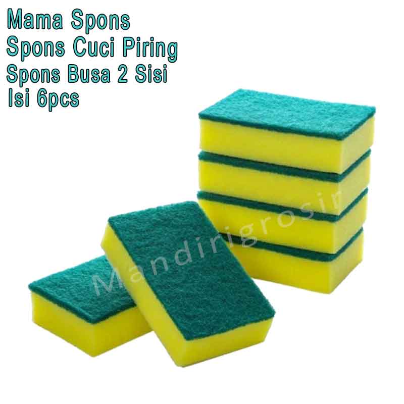 Spons Cuci Piring *Mama Spons * Spons Busa 2 Sisi * Isi 6pcs