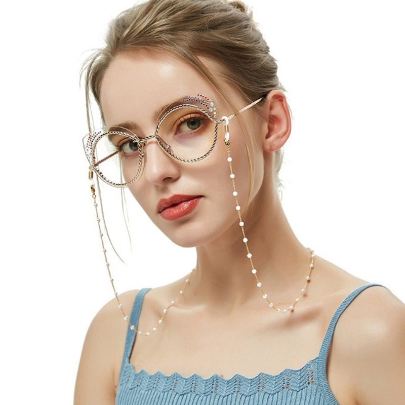 Magic789 Korean Women Pearl Beaded Eyeglasses Chain Holder Mask Lanyard Hanging Strap