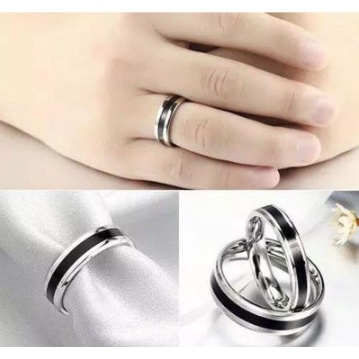 CINCIN MURAH / Cincin titanium/couple epoxy MINI list putih hitam / BISA COD ( BAYAR DI RUMAH ) TOKO IMAH