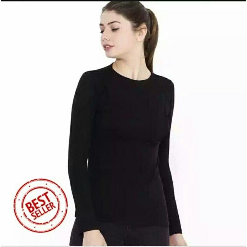 Kemeja Wanita Basic Polos Putih Hitam Atasan Blouse Casual Lengan Panjang Hem Kerja Kantor Formal Bahan Moscrepe-Manset hitam