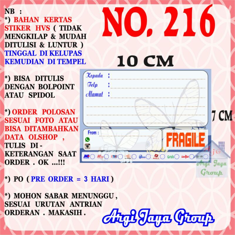 

Stiker HVS - Stiker Pengiriman - Sticker Alamat Olshop Murah Nomer 216-10x7cm