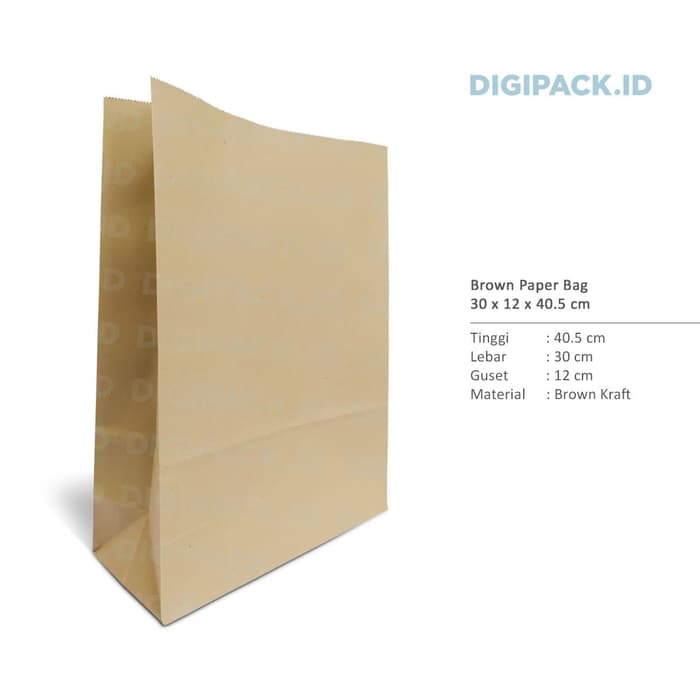 

MURAH [Digipack] Brown Paper Bag 30 x 12 x 40.5 | Kantong Kertas Roti Snack