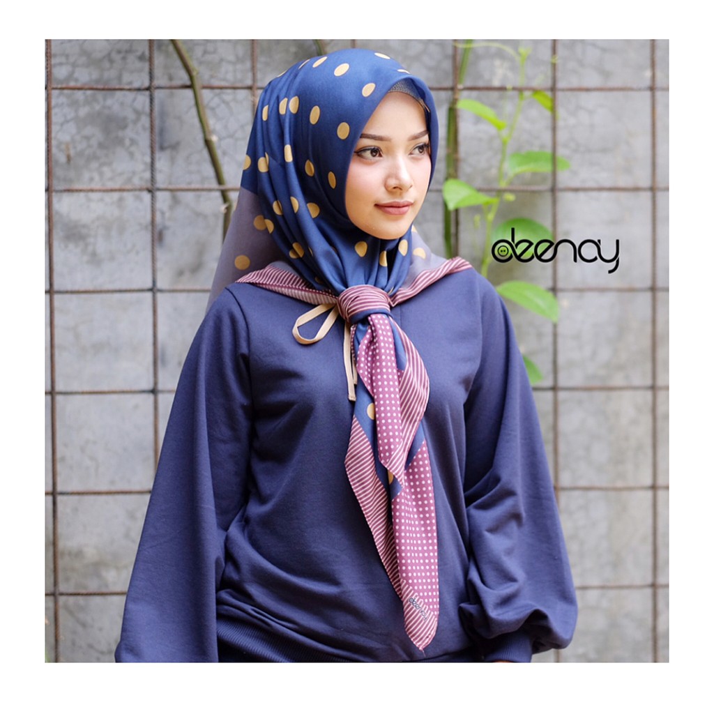 NAVY POLKA HIJAB PRINTING BY DEENAY SCARVES