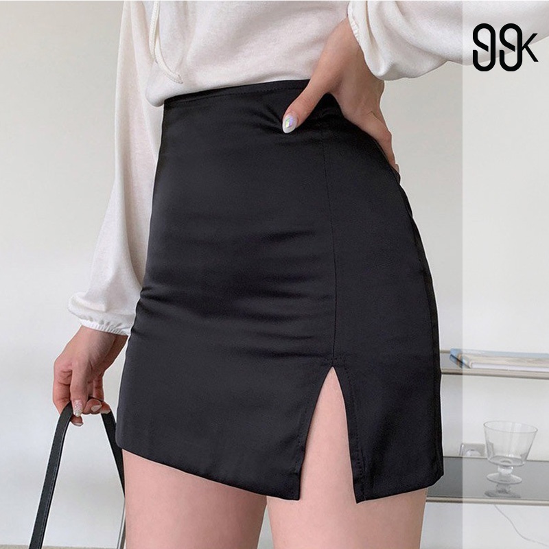 Mini Skirt Bodycon Satin Split Rok Pendek Belah Samping 1126 (S-XL)