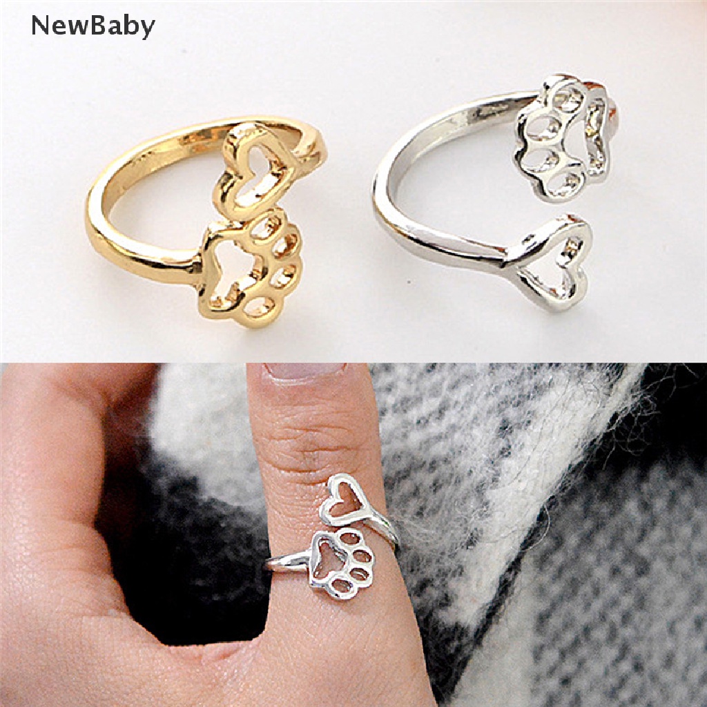 New Cincin Adjustable Motif Telapak Kaki Anjingtulisan Baby Always By My Heart Untuk Wanita