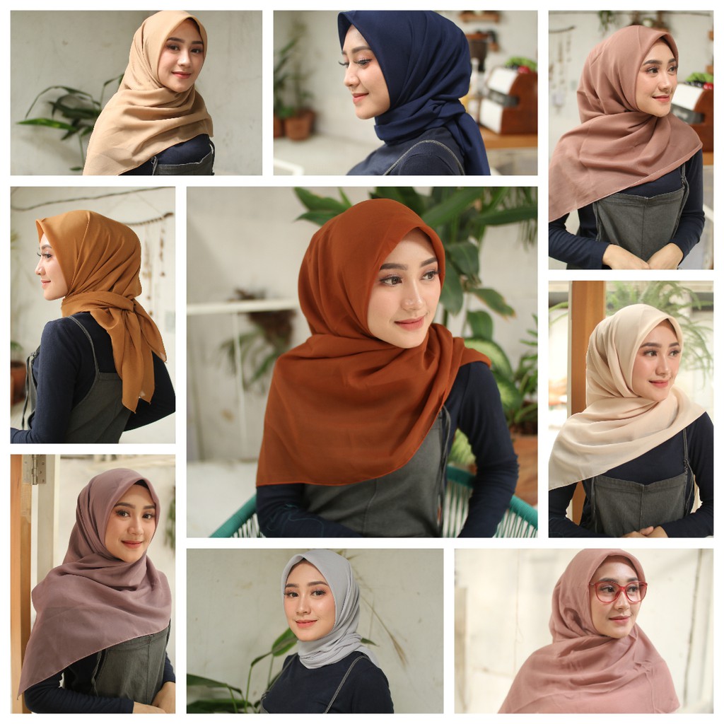 HIJAB BELLA SQUARE SEGIEMPAT 4 DOUBLE HYCONT / POLYCOTTON KERUDUNG JILBAB MURAH