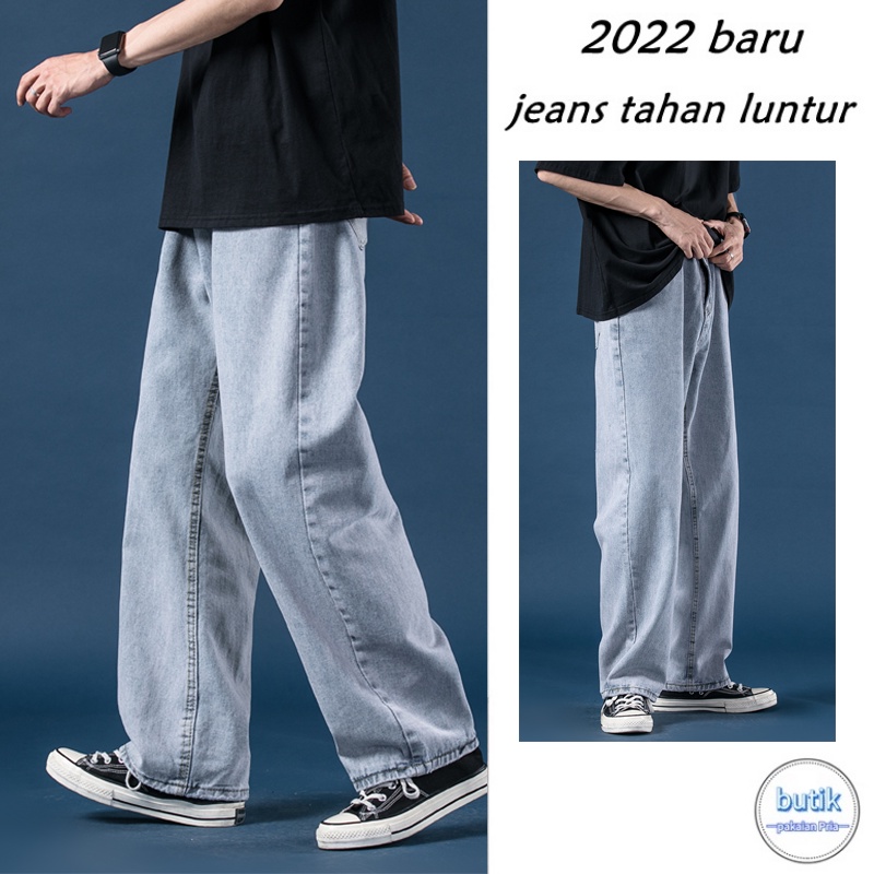 Celana jeans pria celana kulot pria Celana korean style pria straight pants celana gombrang pria jeans biru muda jeans oversize pria celana panjang