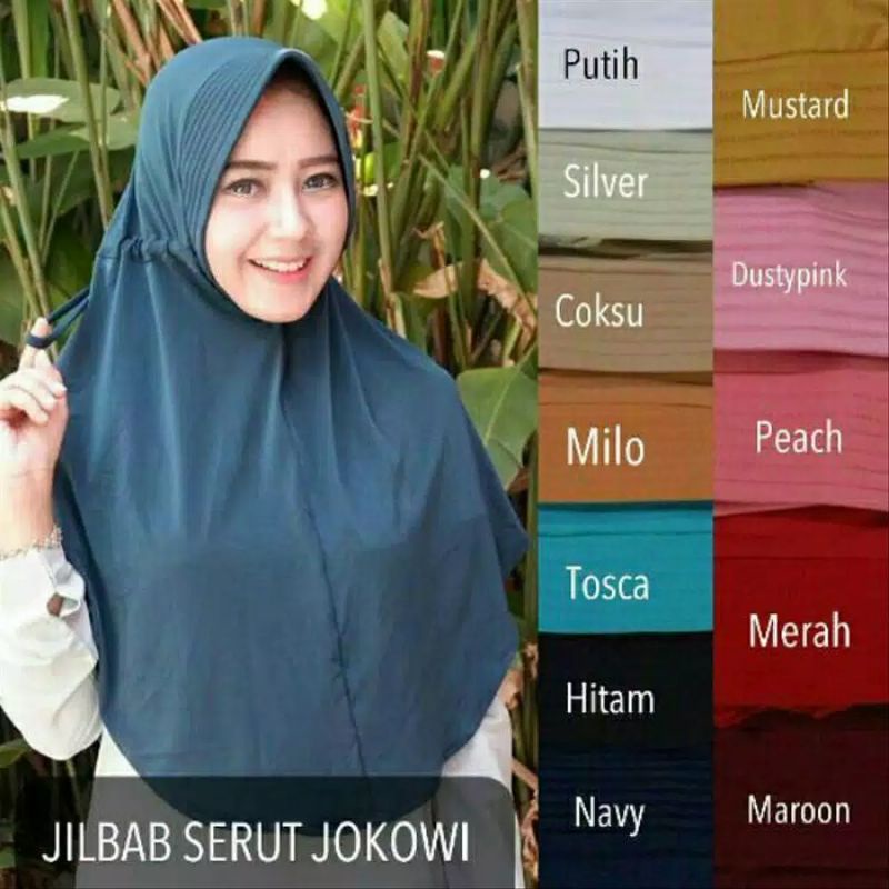 Jilbab Serut Instan ADIBA/SERUT POLOS/SERPOL LICRA/SERUT JOKOWI-1