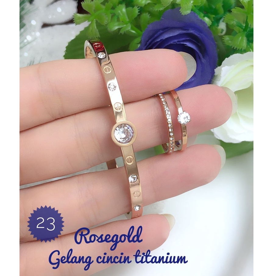 XUPED TERMURAH Set Perhiasan TITANIUM Anti Karat Gelang Cincin Cartier Permata Cantik Modis Xuping R