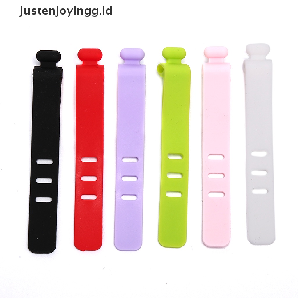 // justenjoyingg.id // Silicone Data Cable Organizer Headphone Cord Finishing Buckle Wrap Tie Strap ~