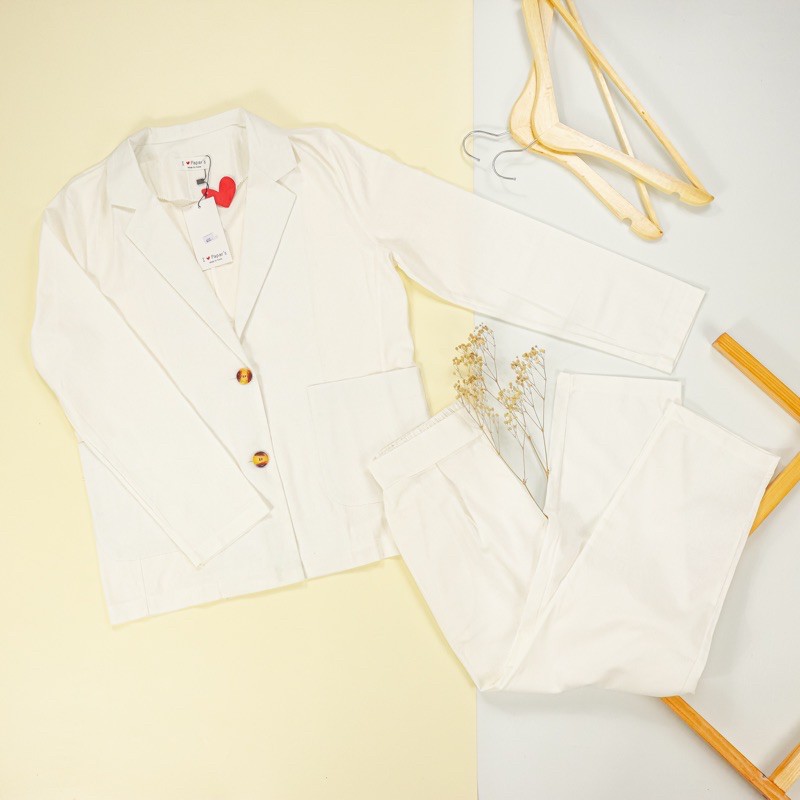 Setelan Blazer Putih Wanita / Blazer Import Bangkok / Blazer Papar’s