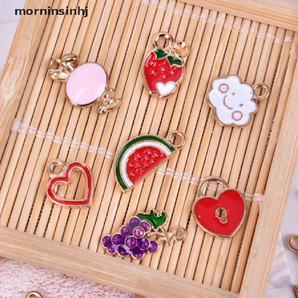 Mornin 30pcs / Lot Liontin Enamel Bentuk Campur Bahan Alloy Untuk Diy Perhiasan