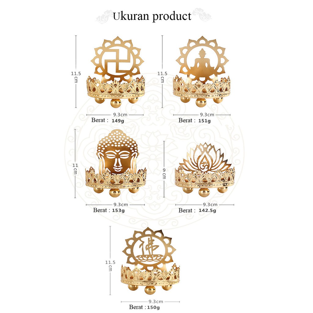 Tempat Lilin Lampu Sembahyang Kuningan Motif Kualitas Bagus