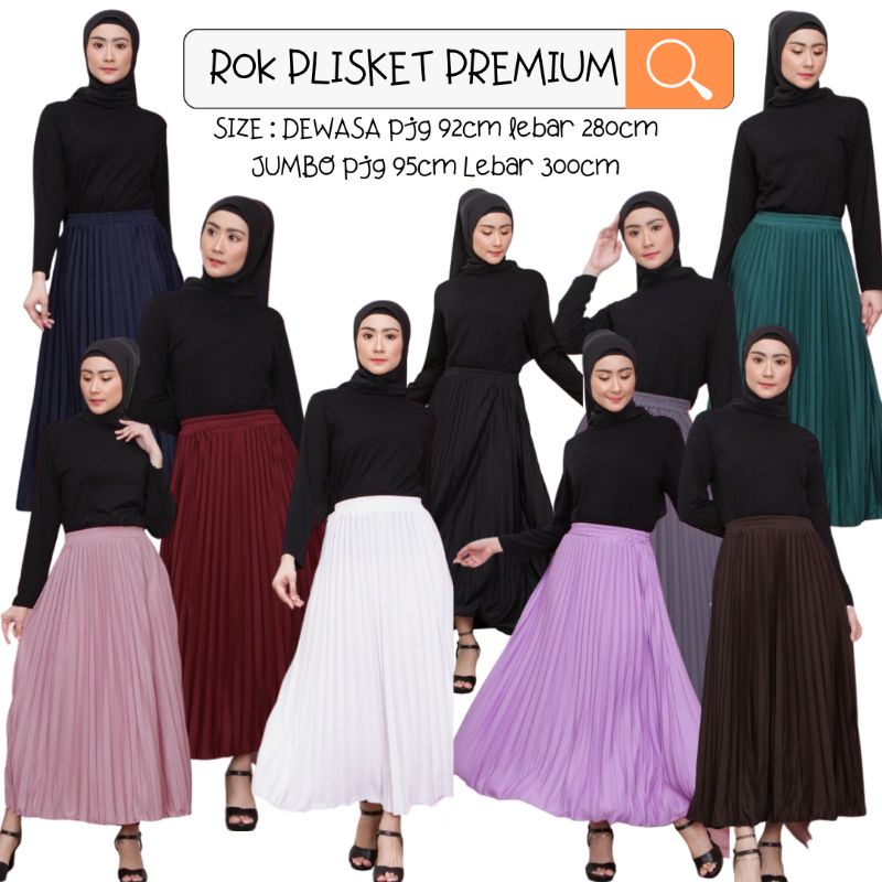 AM27 ROK PLISKET PREMIUM REMAJA DEWASA + JUMBO 110kg / ROK POLOS PAYUNG Pleated Skirt