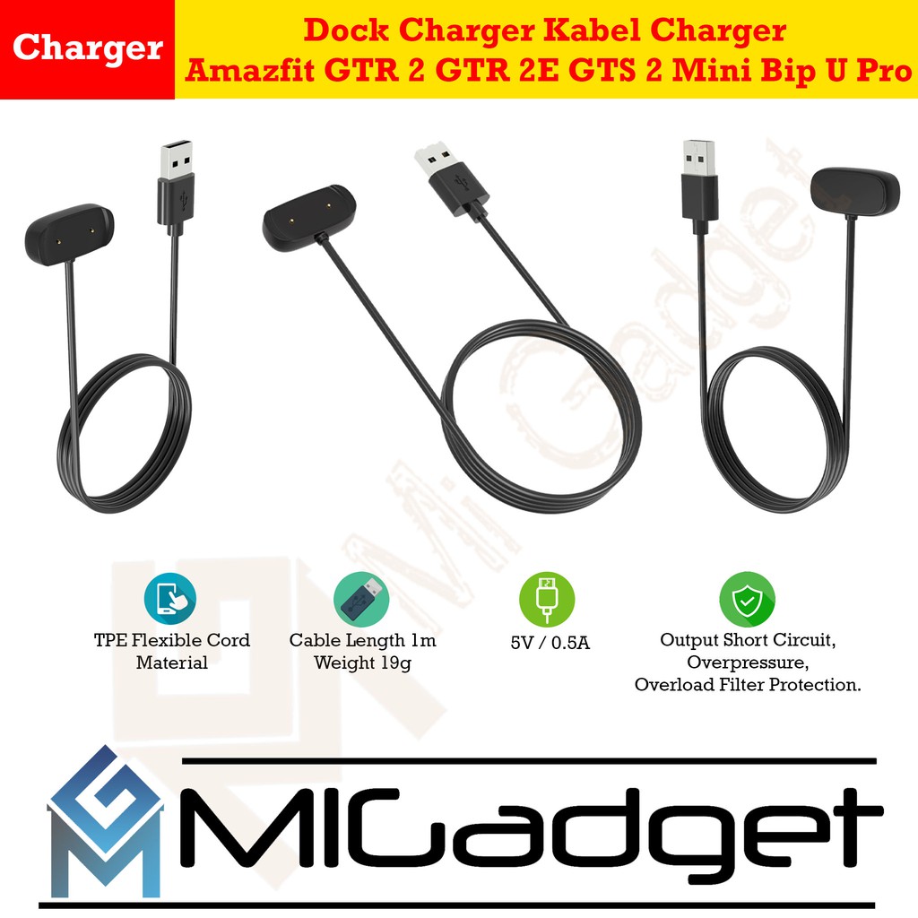 Dock Charger Kabel Charger Amazfit GTR 2 GTR 2E GTS 2 GTS 2E GTS 2 Mini Bip U Pro T-Rex Pro