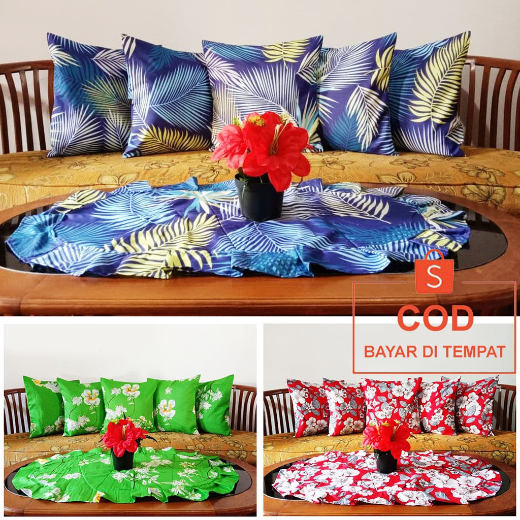 ✅COD SARUNG BANTAL SOFA SET 5 PCS DAN TAPLAK MEJA TAMU MINIMALIS MODERN HOME DECOR DEKOR DEKORASI SOFABED PERLENGKAPAN RUMAH