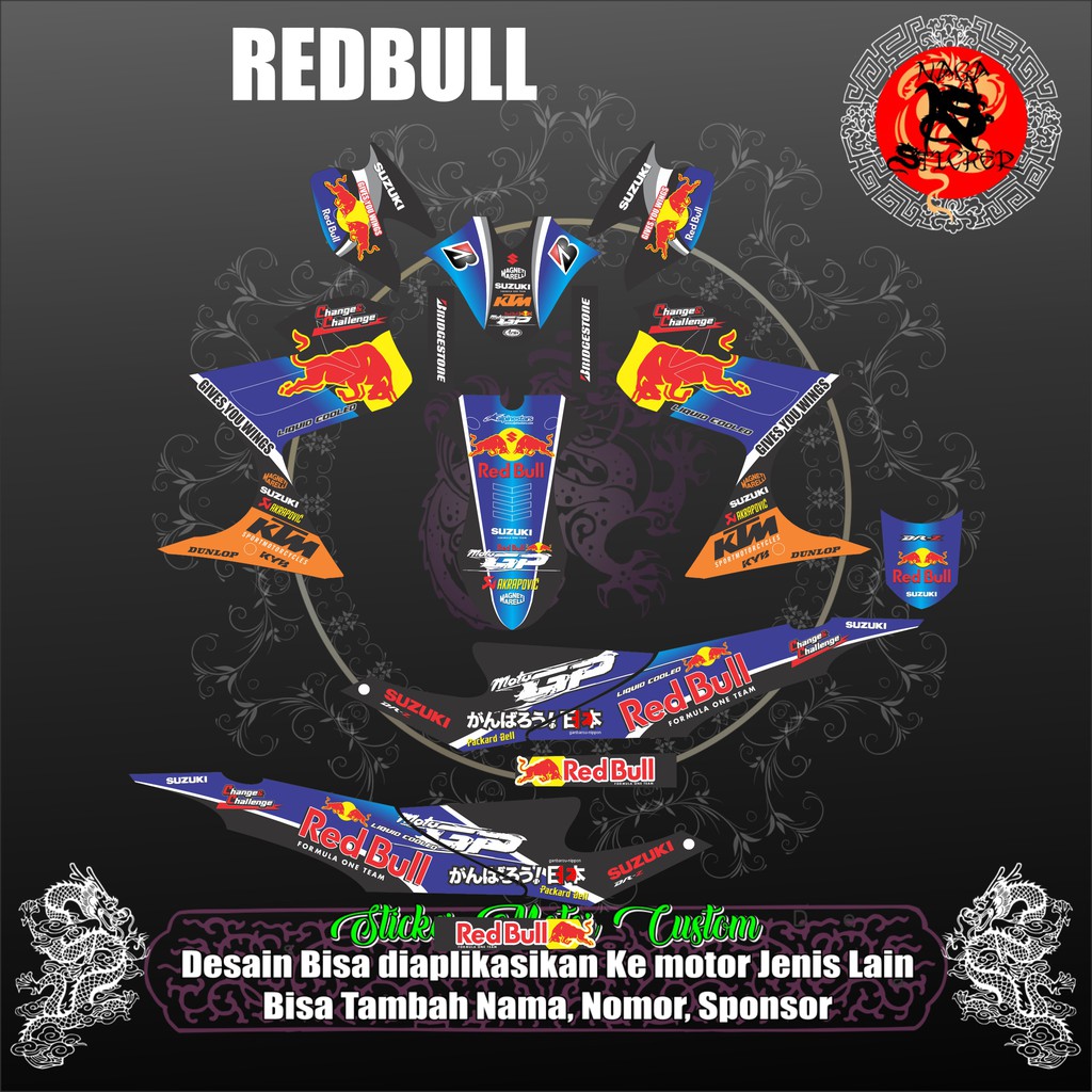 DECAL STICKER SUZUKI SATRIA FU REDBULL BIRU