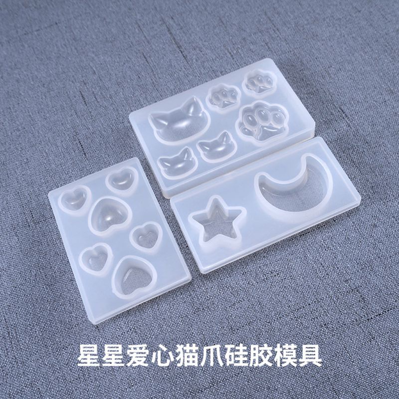 SIY  3 Pcs Star Moon Cat Footprint Love Heart Jewelry Silicone Mold Resin Epoxy DIY Mobile Phone Decoration Jewelry Tools