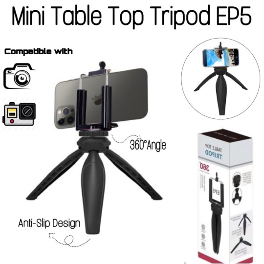 Table Top Tripod 360 Bonus Holder U / Tripod Mini Stand HP Handphone Holder Tripod Include Holder U