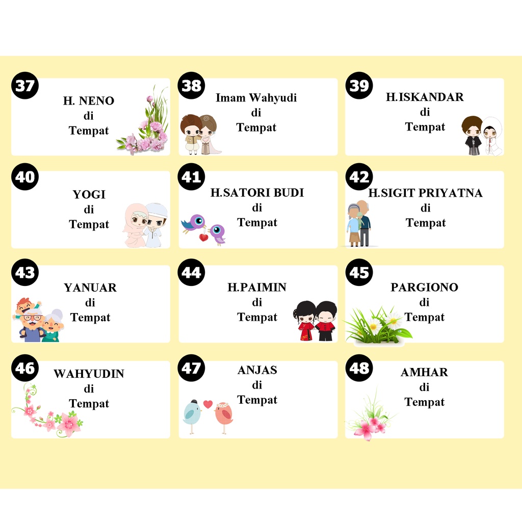 

LABEL STICKER MOTIF LABEL UNDANGAN STIKER TEMPELAN KERTAS UNTUK UNDANGAN 103 D/D 37 - 48