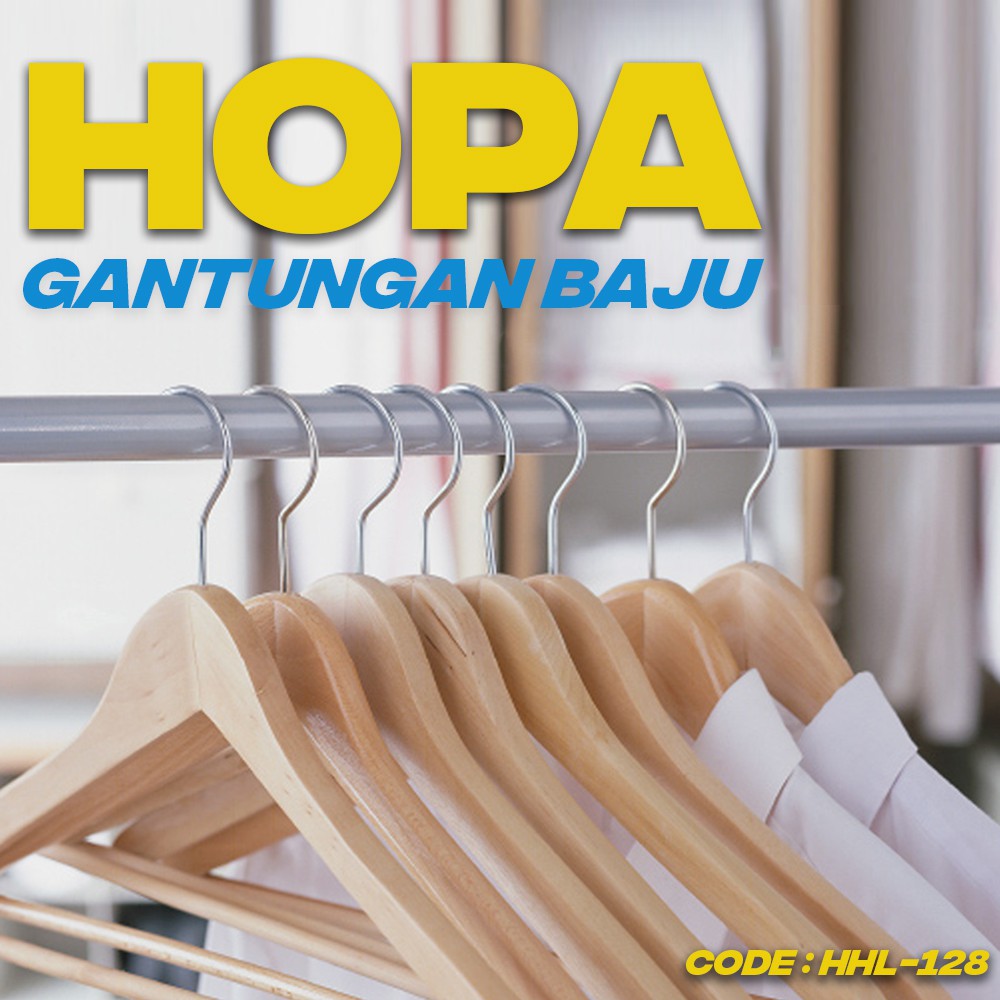 HOPA GANTUNGAN  BAJU  set isi 5 pcs Hanger kayu  Wood 