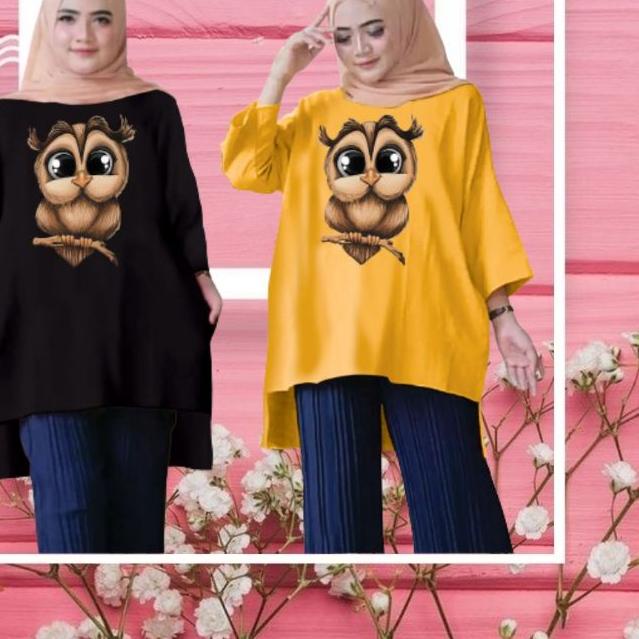 Tunik wanita Jumbo XXL LD 130 Cm Tangan 3/4 Bahan Kaos . Atasan Baju Tunik wanita Dewasa Big Size Te