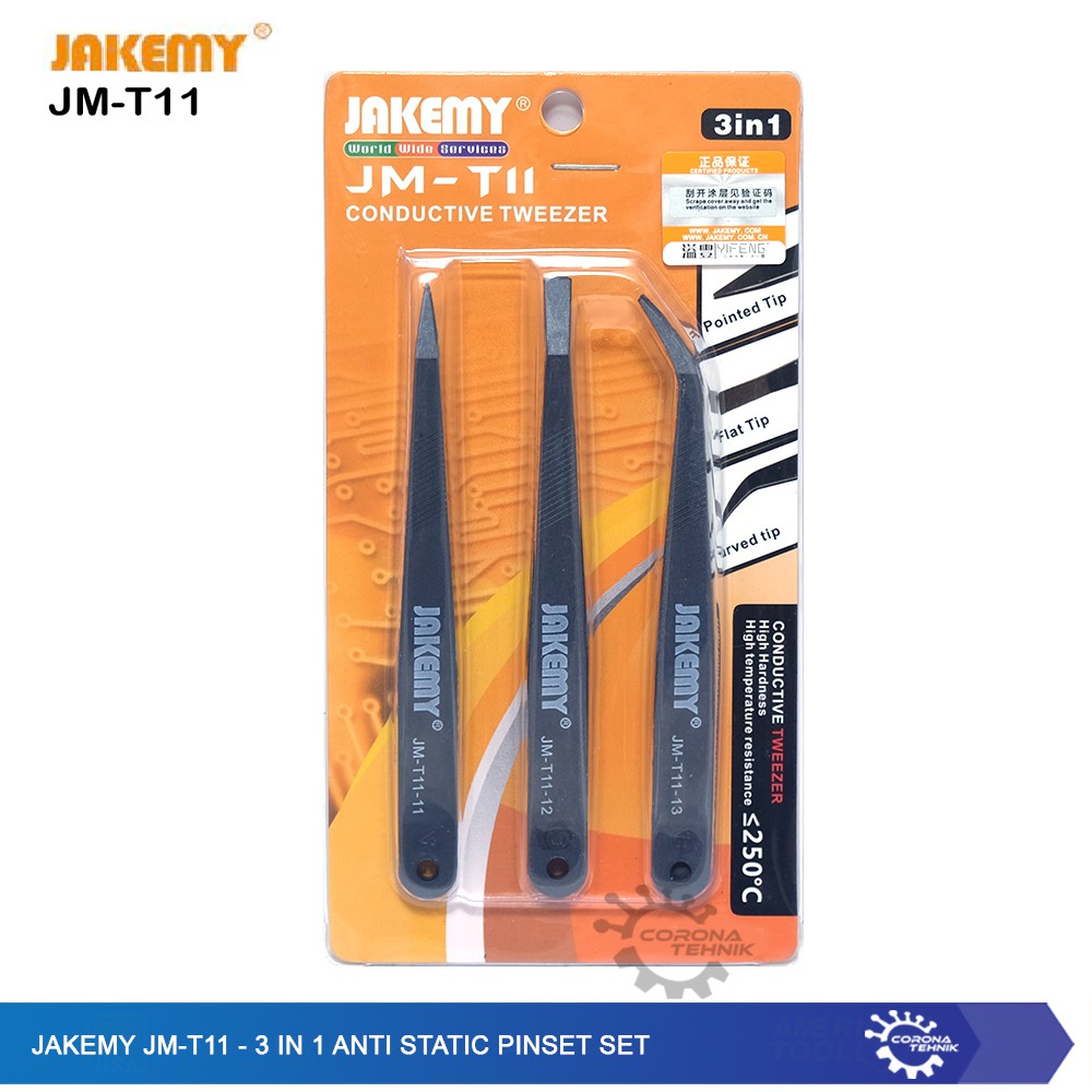 Jakemy JM-T11 - 3 in 1 Anti Static Pinset Set