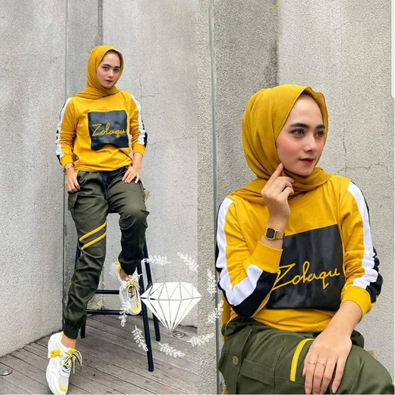 PCS SET GISKA ZLQ SETELAN PAKAIAN WANITA ATASAN DAN CELANA BABYTERRY KATUN 2 UKURAN ALLSIZE DAN JUMBO MS