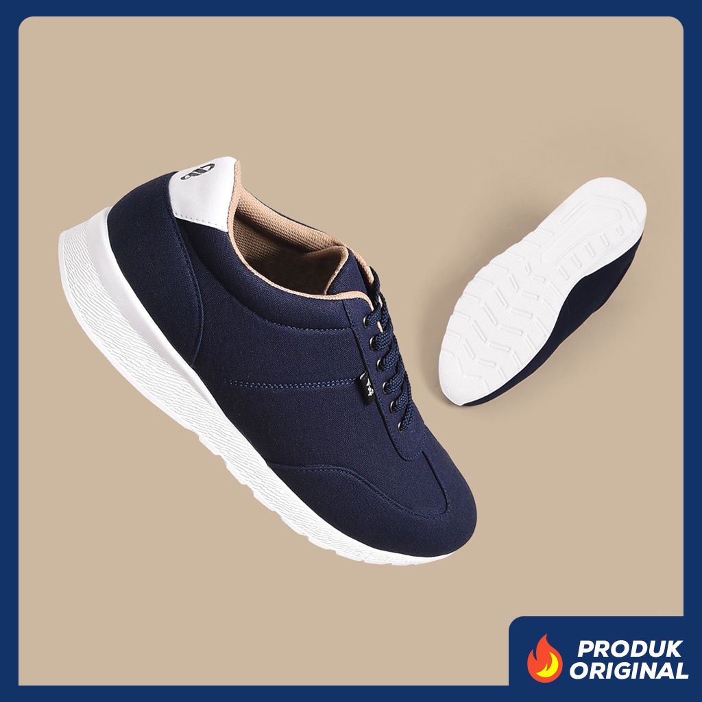 SOHO NAVY ORIGINAL x FOOTSTEP Sepatu Sneakers Biru Dongker Pria Kets Tali Casual Jalan Santai Hangout Main Nongkrong Kondangan Sekolah Kuliah Sporty Distro Fashion Simple Sport Shoes Kanvas Canvas Premium Skate Footwear Keren Terbaru Kekinian Branded