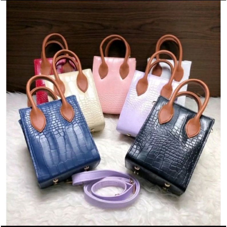 tas slempang wanita fit bag croco/mini croco andin/sling bag korean/tote bag