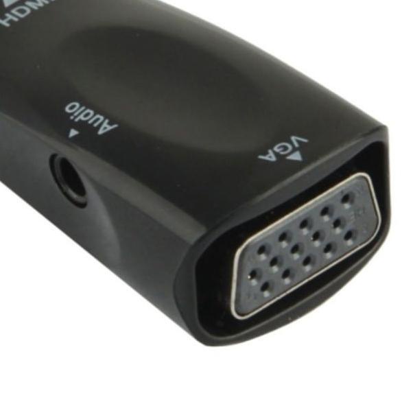 ➫ Converter HDMI to VGA with Port Audio full HD 1080p plug and play Male to Female Laptop ke Proyekt